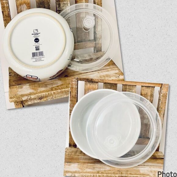 NWT Sanrio Hello Kitty Hand Painted by Artisans Vented Lid Food Container Bowl - Picture 11 of 13